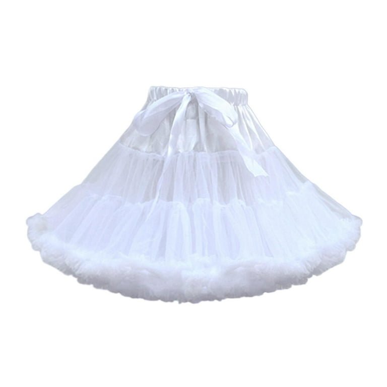 ワンピース Tutu Pants Skirt White Women's Layered Tulle Petticoat Knee Length Skirt Tutu Skirt