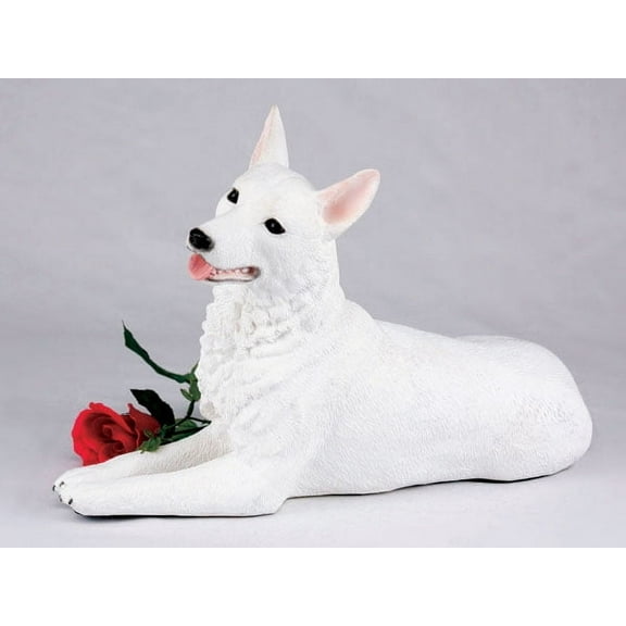German Shepherd White Cremation Pet Urn for a Dog Memorial in remembrance of your beloved family pet