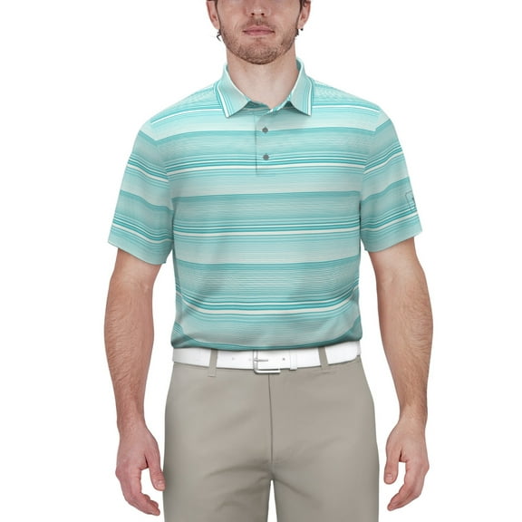 PGA Tour Mens Regular fit Short Sleeve Polo Shirt Small Blue Striped