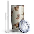 thumbnail image 2 of 20 Oz Dachshund Footprint Coffee Tumbler Double Wall Insulated Stainless Steel Water Bottle | Metal Reusable Thermoses Flask with Cup Cap | Leak & Sweat Proof with Anti-Dust Lid, 2 of 7