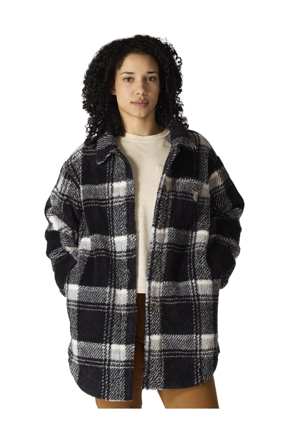 Loose-Fit Fleece Coat for Ladies - Black - M