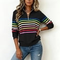 thumbnail image 5 of Winter Sweatshirt For Women Long-sleeved Stand-up Collar Half-zip Striped Loose Pullover Tops, 5 of 7