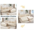 thumbnail image 6 of 110.75" Modular L-Shaped Cloud Sofa, Beige Corduroy Fabric Sectional Couch for Living Room, with Movable Ottoman, Cup Holders & Side Pocket, Includes 8 Throw Pillows, Unfolds into Bed, 6 of 9