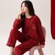 thumbnail image 3 of Pijamas de algodón para mujer, ropa de dormir de manga larga con cuello redondo, traje de Casa púrpura Simple, informal, HQ, Otoño e Invierno, 3 of 5