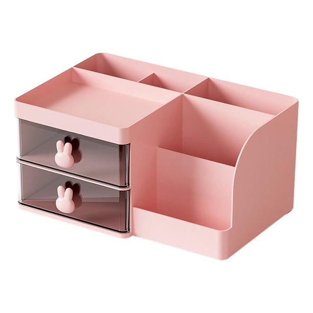 Organizadores de escritorio, estante de almacenamiento, contenedor de almacenamiento de papelería con cajones, estantes de almacenamiento para sala de rosa