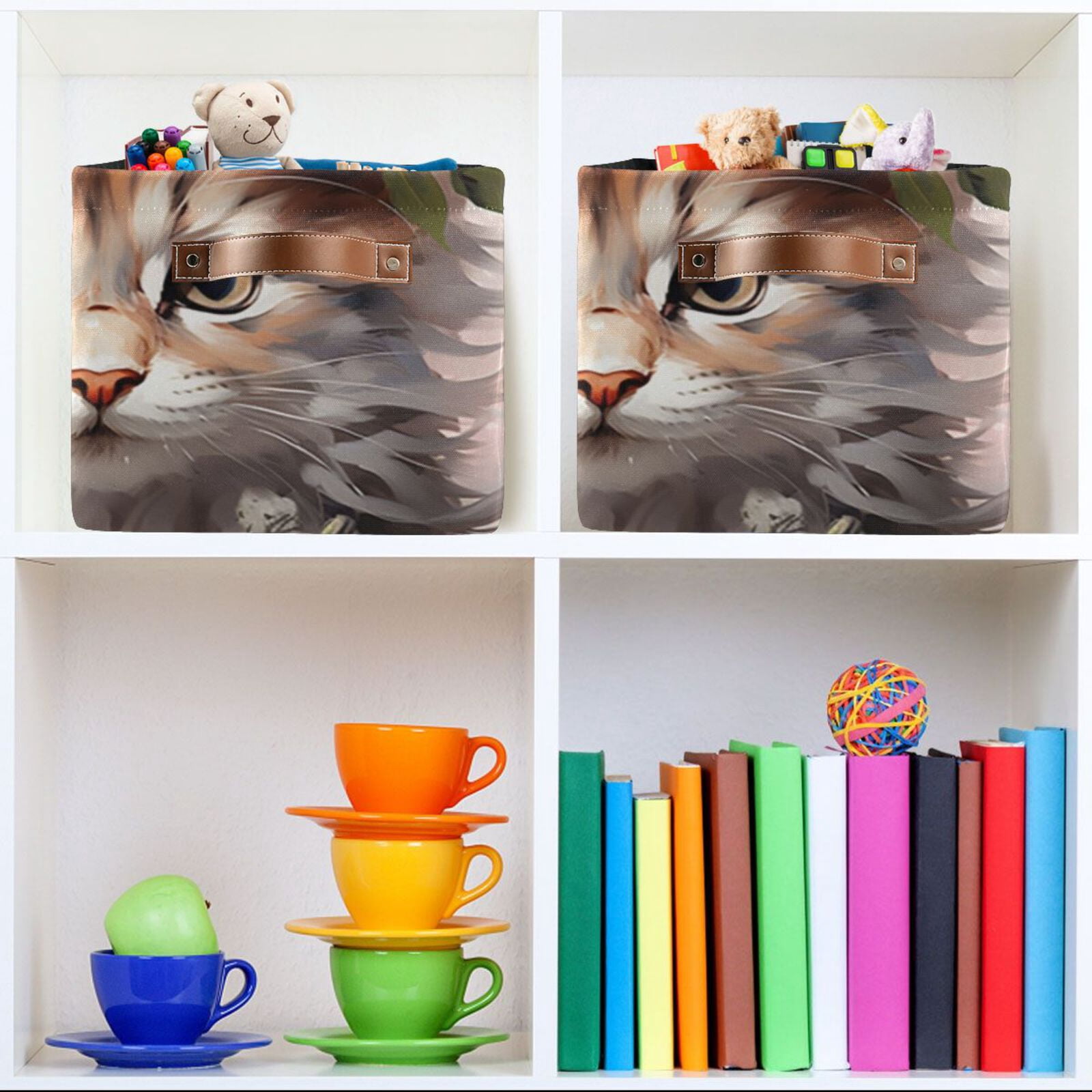 Cat Flowers Floral Storage Bins Baskets With Handles Storage Box Clothes Organizer Organization Toys