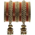 thumbnail image 4 of Traditional Indian Wedding Bangle Set – Orange Bridal Bangles for Women – Lightweight Jewelry – Size 2.4 – Bridesmaid Gift, 4 of 6