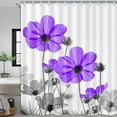 thumbnail image 3 of Unique Floral Purple Shower Curtain for Bathroom Decor, Purple and Gray Daisy Flower Elegant Wildflower Design Farmhouse Shower Curtains with Hooks Set, 71 X 84 Inches, 3 of 6