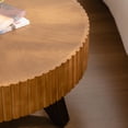 thumbnail image 5 of Hassch Round Coffee Table, Mid Century Modern Wood Cocktail Table for Living Room Home Office Small Space, 35.4" Low Center Table, Natural, 5 of 7