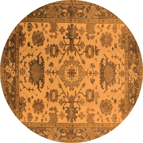 Ahgly Company Indoor Round Oriental Orange Traditional Area Rugs, 8' Round