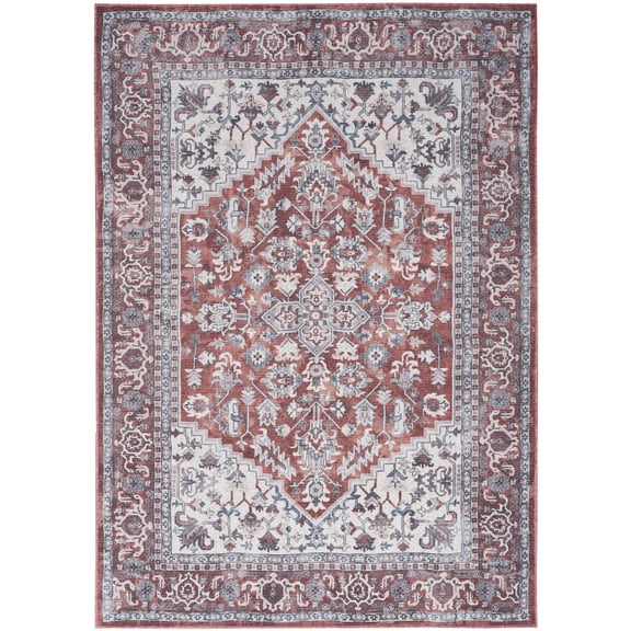 Nourison New Concept Washables Vintage Medallion Area Rug Brick Ivory 6' x 9'