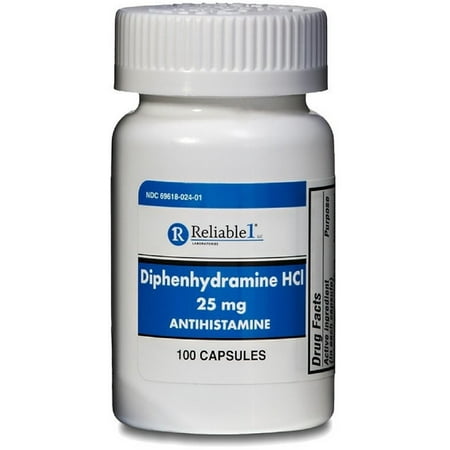 Reliable 1 Diphenhydramine HCI 25mg Antihistamine 100 Each - (Pack of 2)
