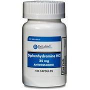 Reliable 1 Diphenhydramine HCI 25mg Antihistamine 100 Each