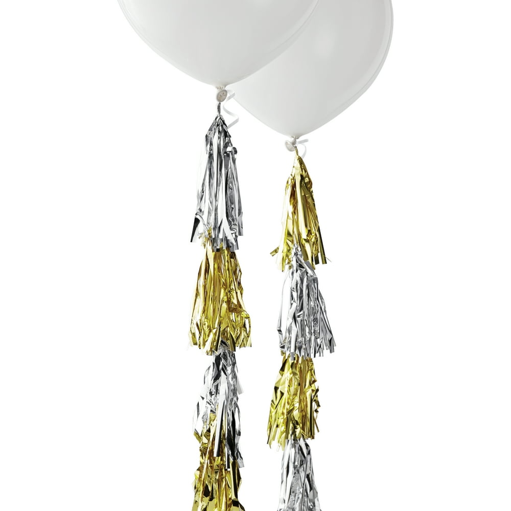 Ways to Celebrate Balloon Tassels, Gold and Silver, 7.5 feet, 2 count