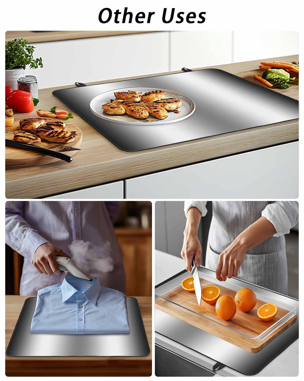 Stove Top Covers for Electric Stove, Ombre Black White Glass Stovetop Cover Protector, Simple Abstract Striped Farmhouse Induction Cooktop Protector Oven Mat for Kitchen Countertop 24"x21"