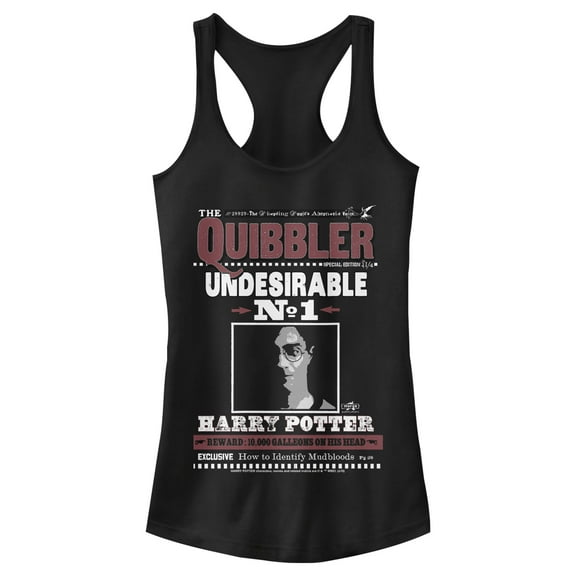 Junior's Harry Potter Undesirable No. 1 Quibbler Racerback Tank Top Black X Small