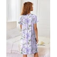 thumbnail image 2 of EKOUAER Zipper Robes for Women Short Sleeves Knit Bathrobes Knee Length Soft Lace Trim Loungewear with Pockets, 2 of 5