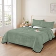 thumbnail image 2 of Quilts Twin XL Size Bedding Set, Vintage Sage Green Lightweight Quilted Comforter, Modern Farmhouse Textured Rustic Soft Reversible Bedspread Coverlet with Pillow Covers for All Season, 68" x 98", 2 of 9