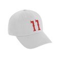 thumbnail image 2 of Daxton 3D Vintage Custom Number Low Profile Adjustable Baseball Dad Hat Cap, White Red, 11, 2 of 3