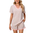 thumbnail image 4 of Njoeus Pajama Set for Women's 2 Piece Outfits Floral Print V Neck Short Sleeve Top and Shorts Set Lounge Pjs Soft Sleepwear Sets S-5XL (Available in plus size), 4 of 9