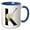 Blue/White, variant on 3drose, Pretty Tropical Leaf Monogram Initial K, 11oz Two-tone Blue Mug