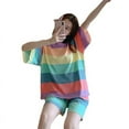 thumbnail image 3 of Pijamas de mujer de verano de manga corta finos y dulces para niñas, traje de estudiante, ropa de casa de verano de talla grande linda, 3 of 6