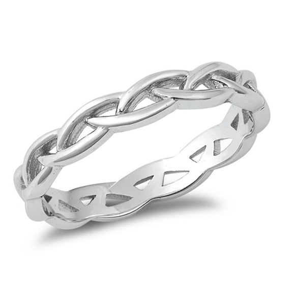 CHOOSE YOUR COLOR Braided Wire Ring Modern .925 Solid Sterling Silver Band Jewelry Female Size 7