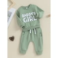 thumbnail image 3 of Baby Girl 2Pcs Fall Outfits Fuzzy Letter Embroidery Long Sleeve Sweatshirt + Pocket Pants Set Toddler Clothes, 3 of 9