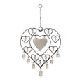thumbnail image 5 of DecMode 22" Silver Metal Heart Windchime with Bells and Chain Ring Hanger, 5 of 6