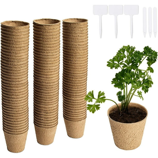 120-Pack Round 3” Seed Starter Peat Pots Biodegradable Seedling Tray with  Plant Labels - Walmart.com