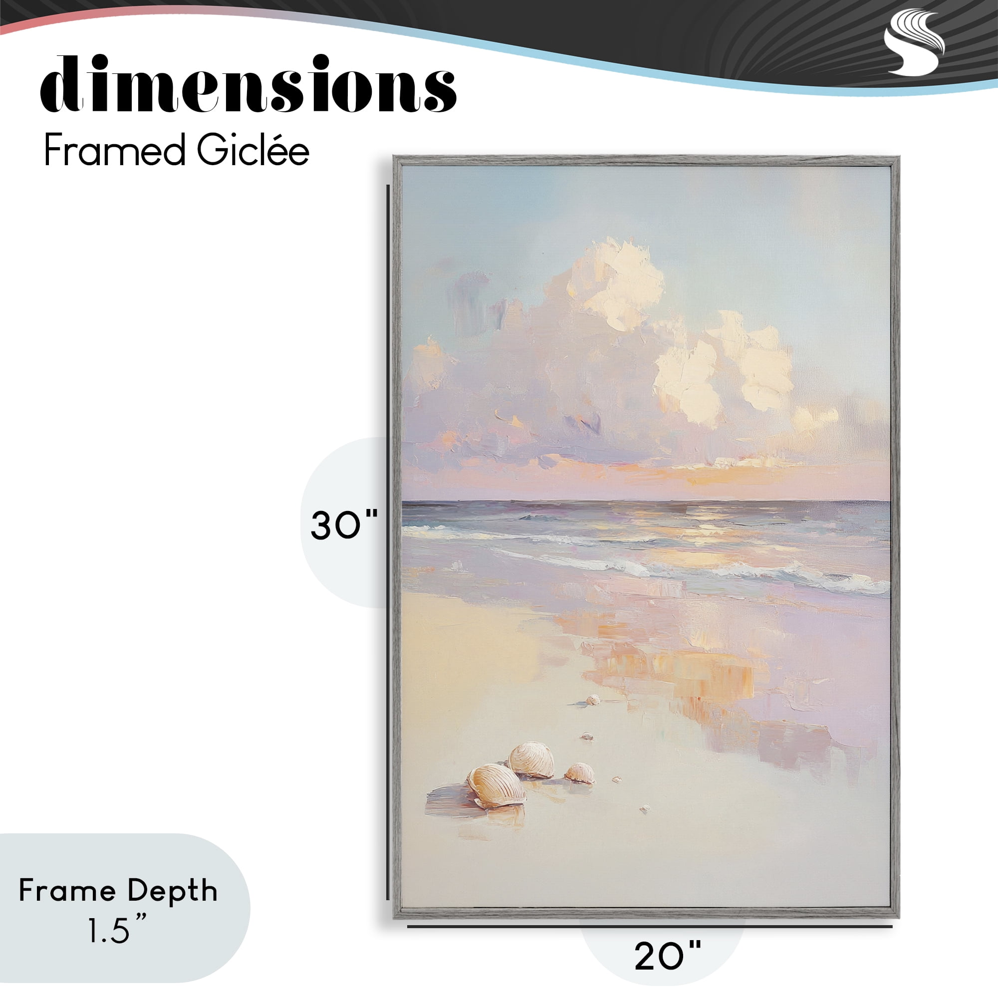 Stupell Industries Pastel Sunset Over Seashells Gray Framed Giclee Art, design by Sisi and Seb