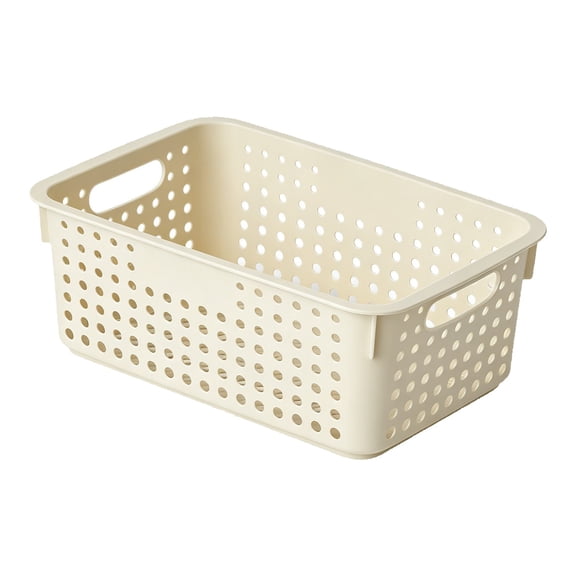 Plastic Storage Baskets,Storage Baskets for Shelves with Handle,Stackable Plastic Storage Baskets for Organizing,Organizer Bins,Organizer Containers Baskets for Cabinet,Closet, Office,Yellow