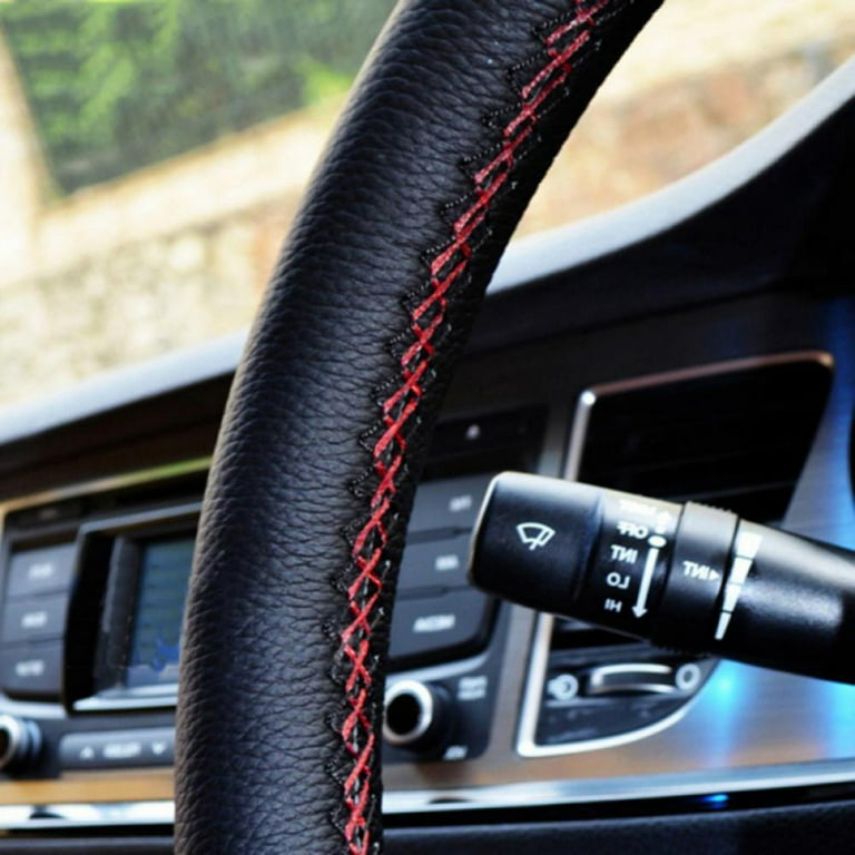 Leather Car Auto Steering Wheel Cover Needle Thread Anti-slip