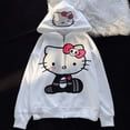 thumbnail image 2 of Sudadera con capucha y estampado de Hello Kitty de Sanrio, 100 % algodón, estilo chino chic, con cremallera y holgado, para mujer, 2 of 5