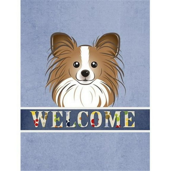 Caroline's Treasures BB1434CHF Papillon Welcome Flag Canvas House Size , Large, multicolor