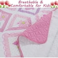 thumbnail image 3 of Floral Butterfly Garden Blooms Tulip Daisy Pink Purple 2-Piece Cotton Twin Quilt Bedding Set, 3 of 4