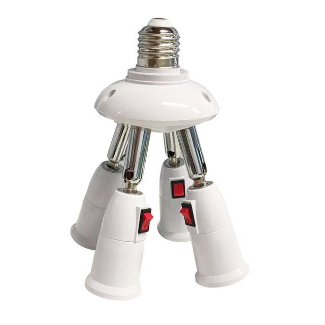 E27 Base de lámpara Bombilla ajustable Splitter Convertidor de luz Adaptador de reemplazo Soporte portátil para Taller de oficina 4 en 1 tholdsy HA059578-02