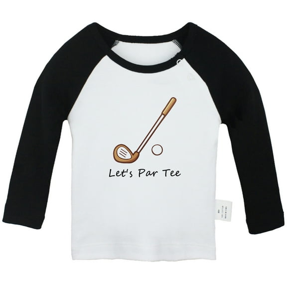 iDzn Let's Par Tee Golf Funny T shirt For Baby, Newborn Babies T-shirts, Infant Tops, 0-24M Kids Graphic Tees Clothing (Long Black Raglan T-shirt, 0-6 Months)