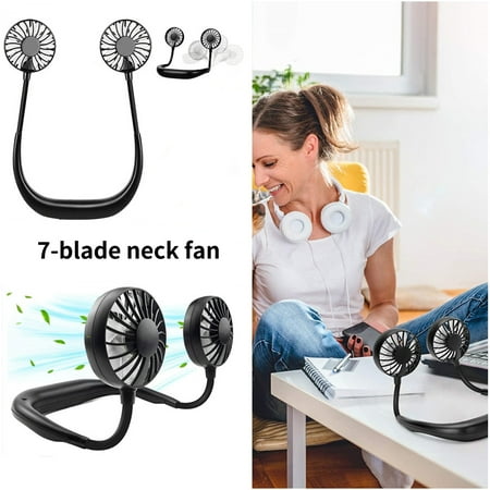 

Xinwanna 1 Set 1200mAh 7 Blades 3 Adjustable Speed USB Rechargeable Hanging Neck Fan High Flexibility Indicator Light Hands Free Wearable Fan for Outdoor (White)