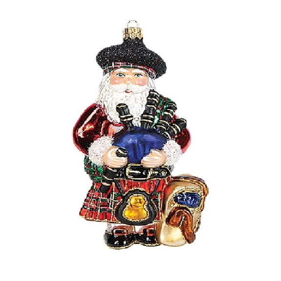 Scottish Scotland Santa Polish Mouth Blown Glass Christmas Ornament Decoration