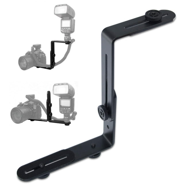 Soporte para flash de cámara EXMAX, aleación de aluminio y metal en forma de L