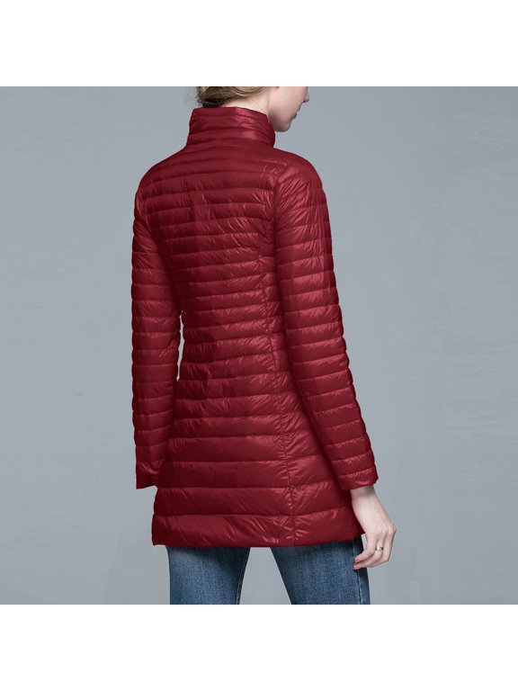 Women Winter Coat Full Zipper Coat Down Jacket Slim Long Sleeve Overcoat Jacket Midi Coat With Pockets Womens Winter Jacket Long Womens plus Size Jacket Cargo Leggings Zipper Ladies Coats Nitrous