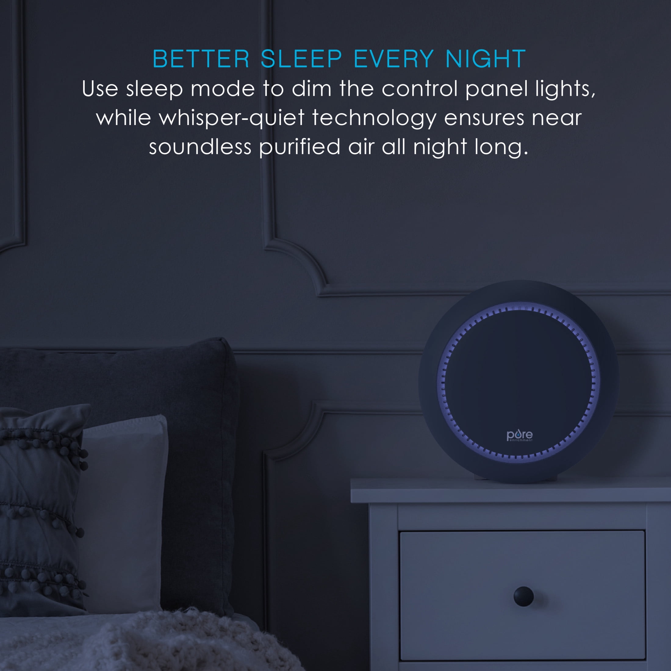 Pure Enrichment PureZone Halo Medium Room Air Purifier, 2 Stage Filtration, Purifies Air of Smoke, Pollen, Dust, and Pet Hair - Easily Fits on Tables, Desks, and Nightstands (Graphite)