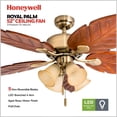 thumbnail image 4 of Honeywell Royal Palm 52" Tropical LED Ceiling Fan with Pull Chain, Aged Brass, 4 of 12