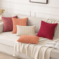 thumbnail image 6 of Sanmadrola Throw Pillow Covers 18x18 inch Set of 2 Corduroy Decorative Pillow Cases Couch Pillows Soft Boho Striped Cushion Cases Set for Sofa Living Room Couch Bedroom Car, Coral, 6 of 6