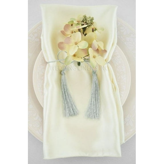 Wedding Linens Inc. (10pcs) 20'' x20" Satin Table Napkins for wedding Party Decoration events - Ivory