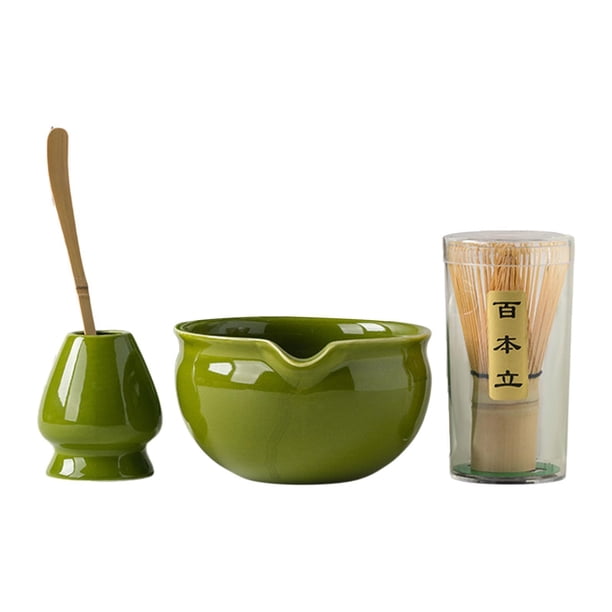 Juego de 4 piezas para preparar matcha con tazón y utensilios Verde profundo