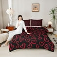 thumbnail image 4 of Manfei Valentine's Day 3 Pieces Queen Comforter Set for Teens Female Men,Love Heart Print Ultra Soft Bedding Sets,Romantic Lover Couple Bedding Comforter Set,Luxury Bedroom Decor,Reversible, 4 of 8