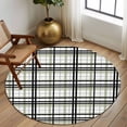 thumbnail image 2 of Round Area Rug 8Ft, Sage Green Black Plaid Non-slip Area Rugs Carpet for Living Room/Bedroom/Bathroom/Kitchen, Farmhouse Green Black Checkered Washable Throw Floor Mat Indoor Outdoor Entrance Doormat, 2 of 9