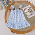 thumbnail image 2 of IFNWSV Girls Dress Sleeveless Ruffle Checkered Cherry Polka Dot Print A-Line Casual Polyester Spandex Sundress Blue 9-10 Years, 2 of 7